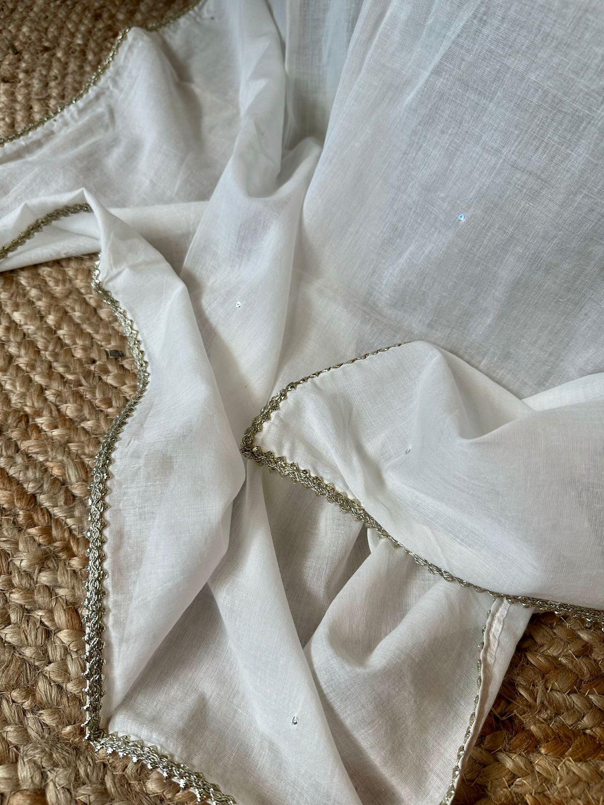 Pearl White Dupatta - Mannगिरी