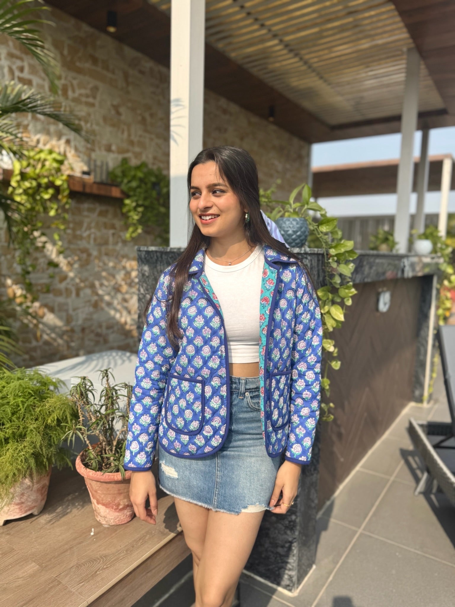 Purple Blue Bomber Jacket