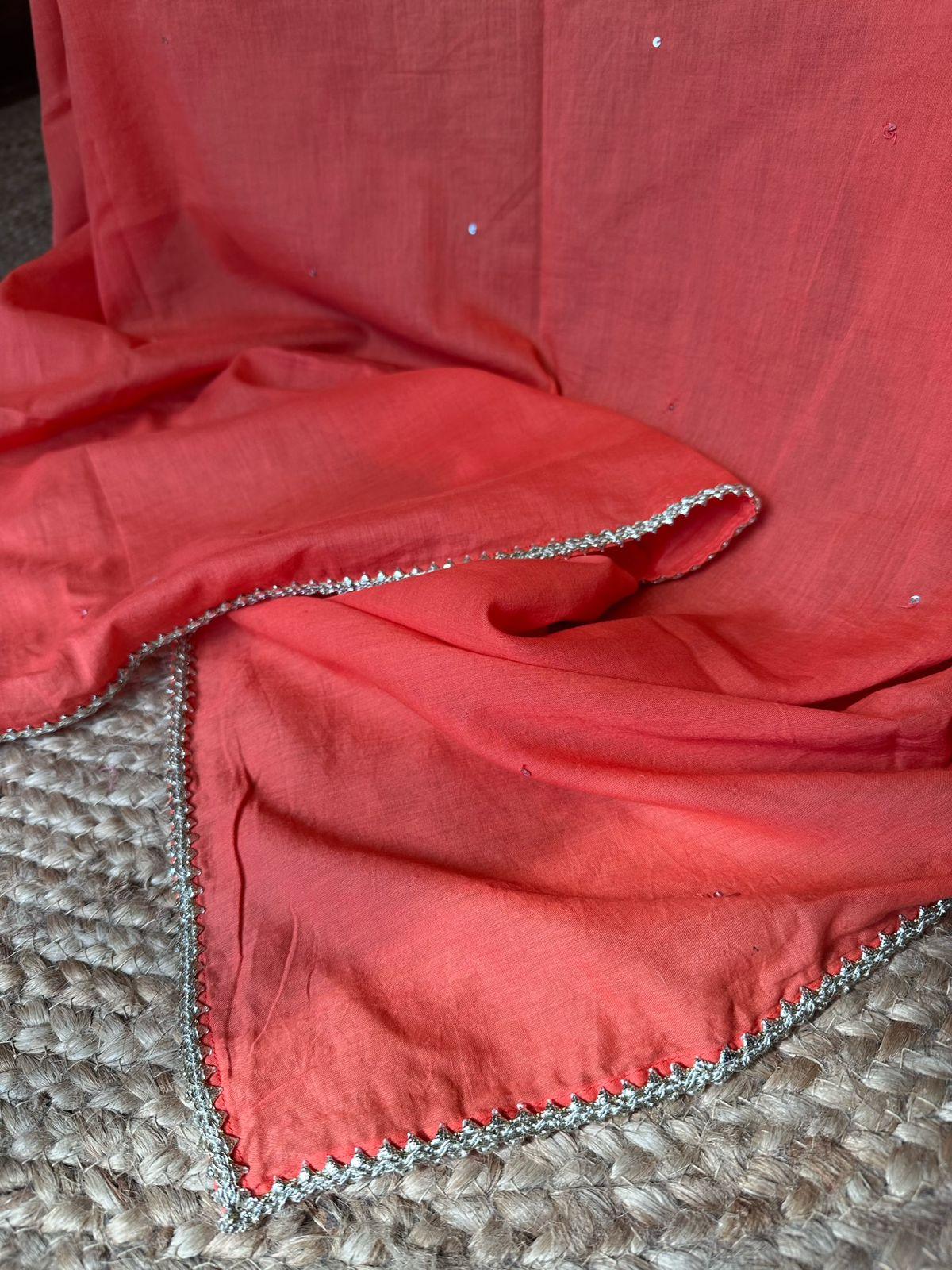 Red-Orange Dupatta - Mannगिरी