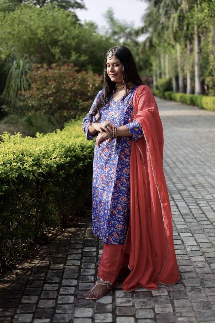 Red-Orange Dupatta - Mannगिरी