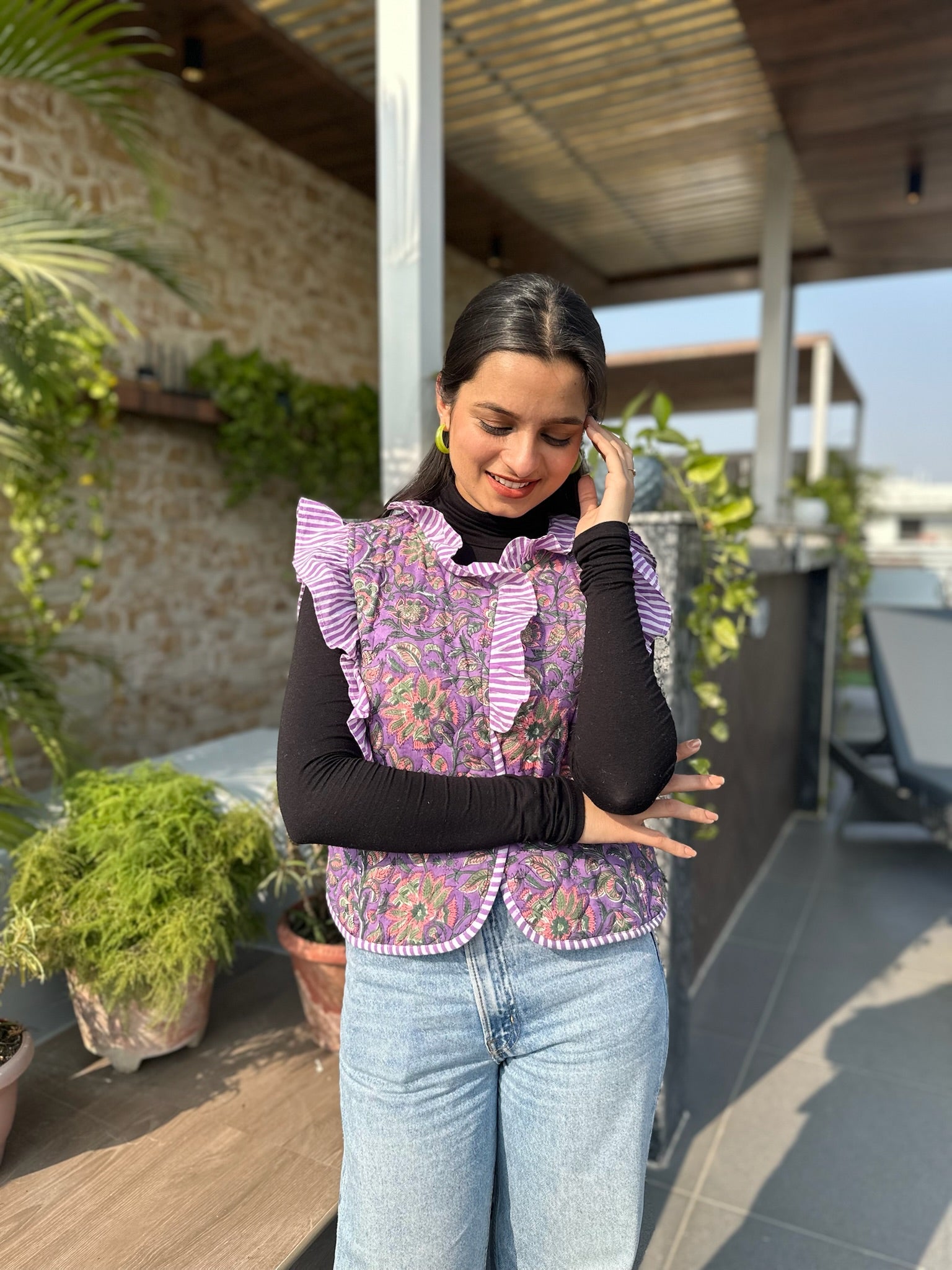 Soft Jamuni Quilted Frill Jacket