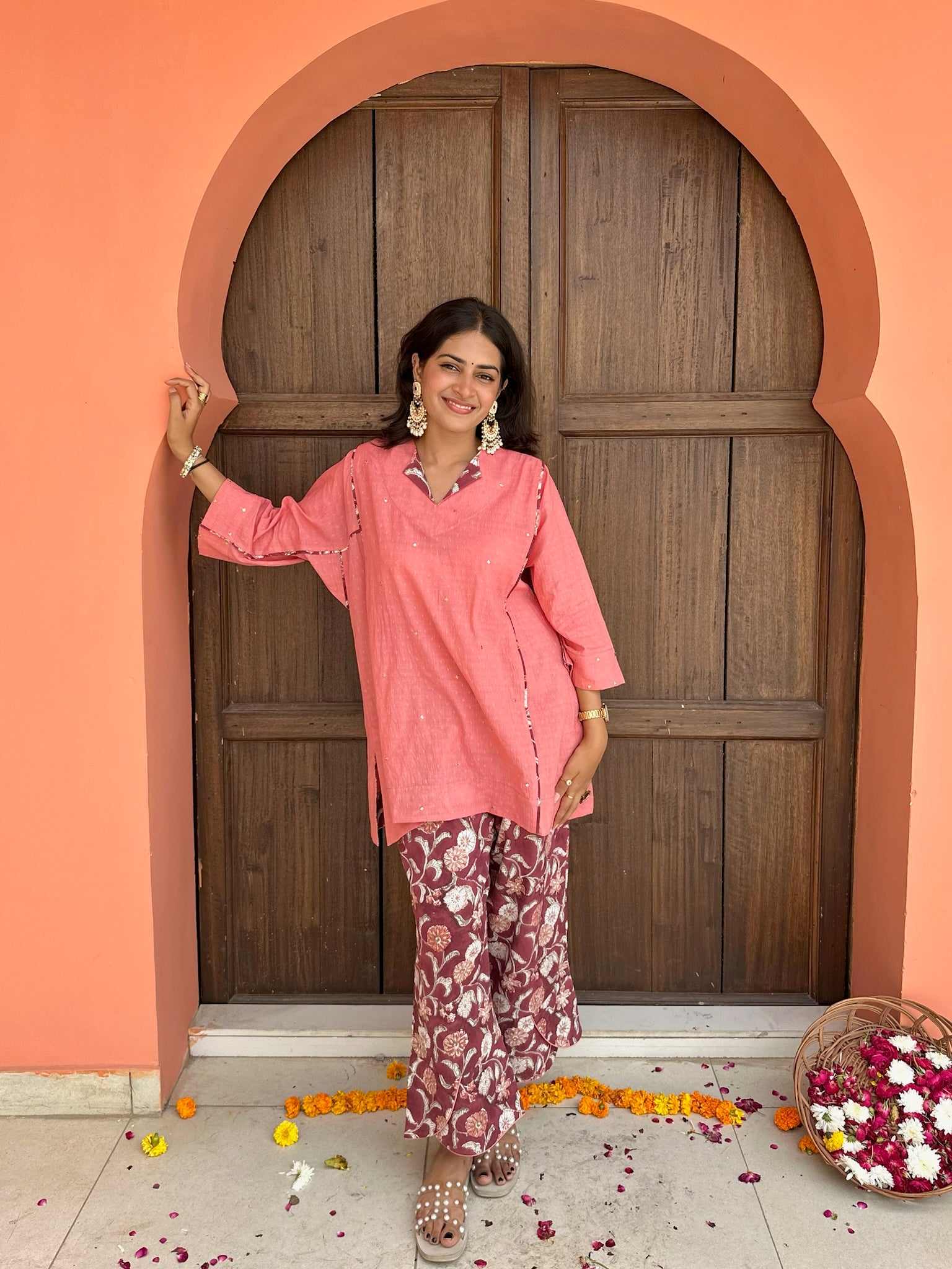Soft Pearl Dobby Co-ord Set