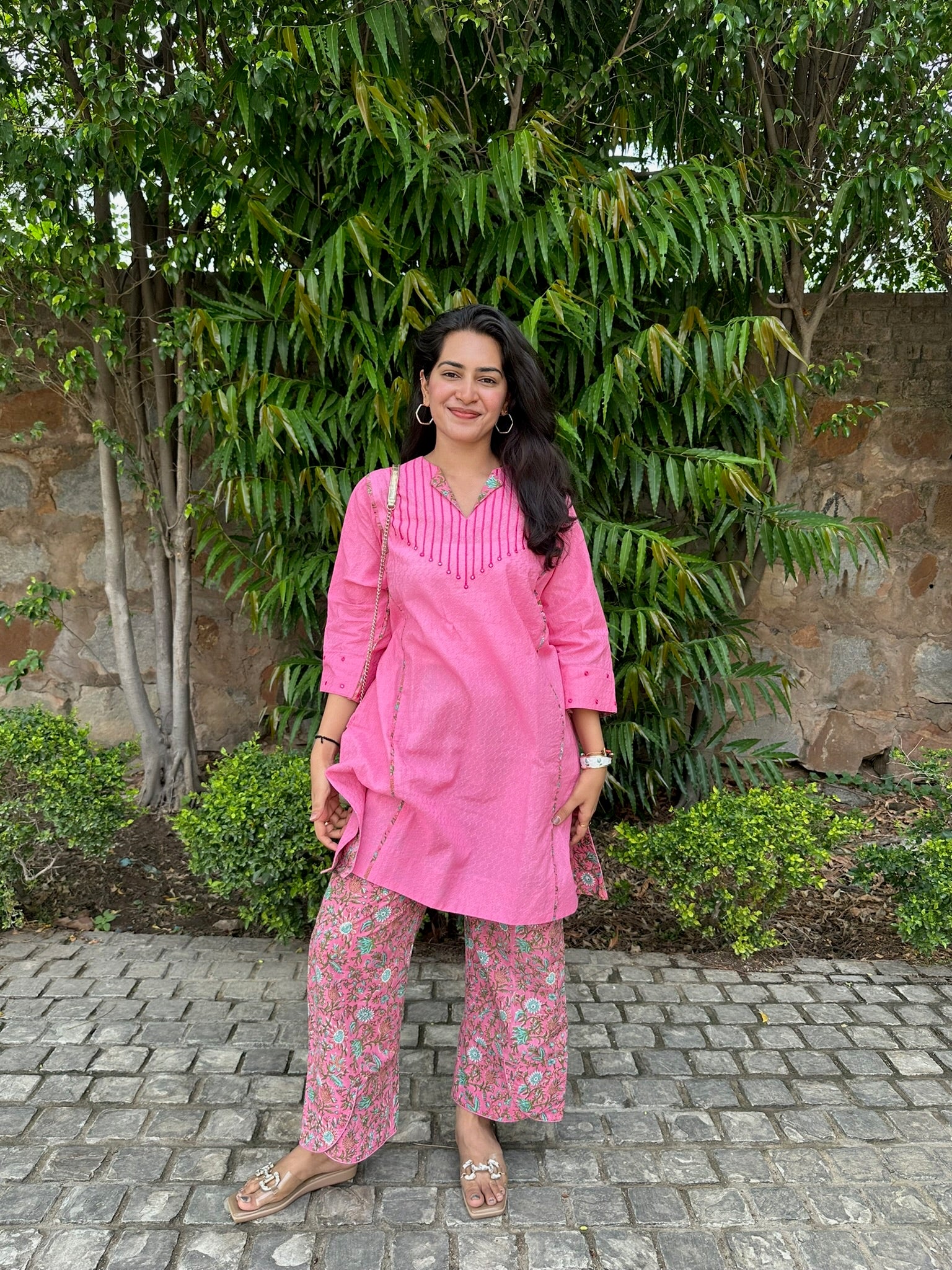 Sorbet Pink Long Dobby Co-Ord Set