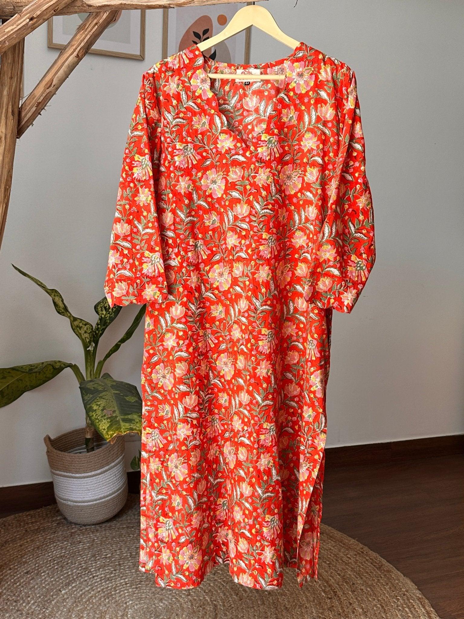 Summer Orange Long Kurta - Mannगिरी