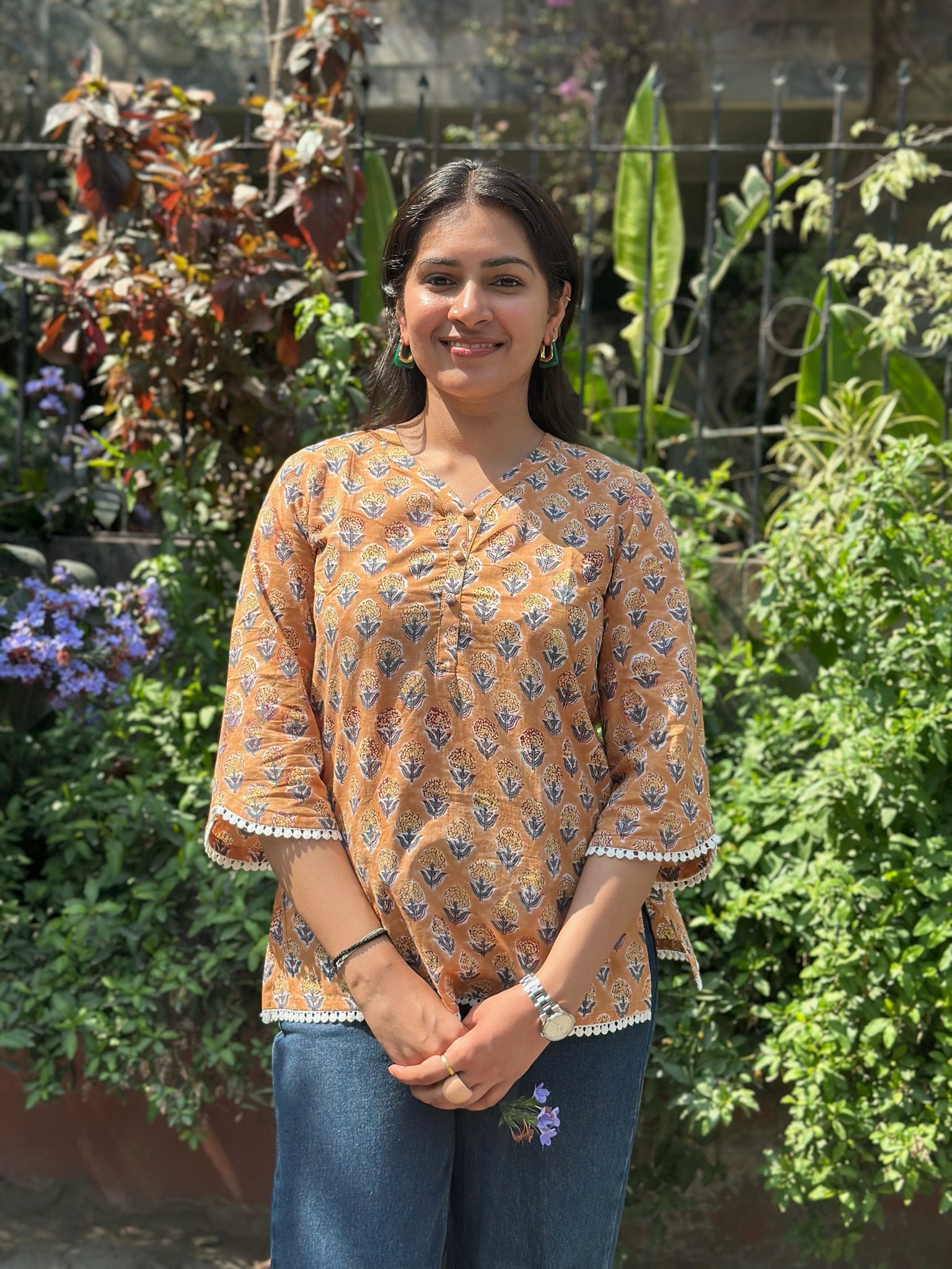 Sunset Rust Lace Kurti