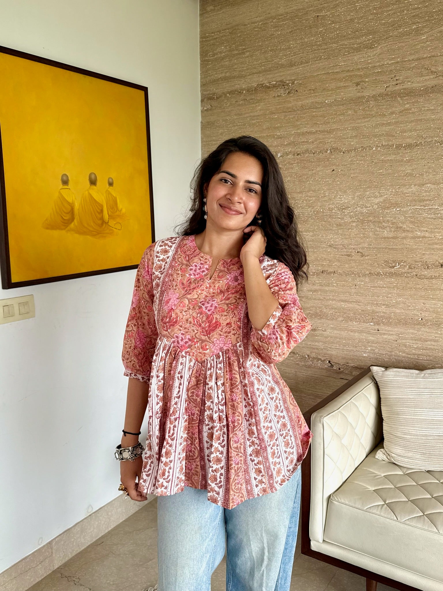 Sunset Reef Glow Gather Short Kurti